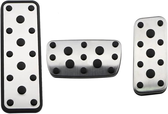 Antislip Pedaalhoezen - Auto Pedaal Covers - Verbeterde Rijcontrole - Roestvrij Staal - Set van 3 of 4 - Zilver Zwart — afbeelding 2