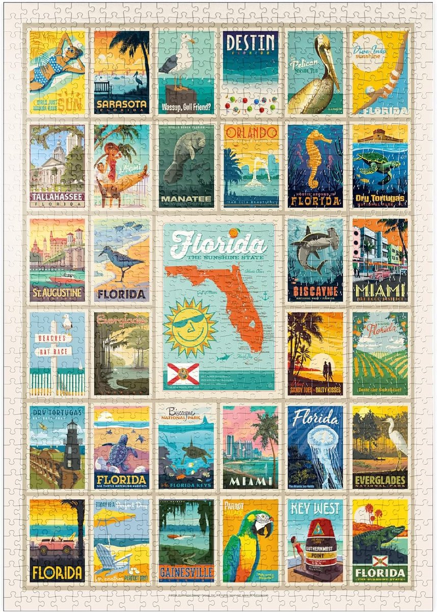 Legpuzzel Florida - Puzzel 1000 stukjes - Ontspanning thuis - Hoge resolutie print - 1000 stukjes - Multi-color