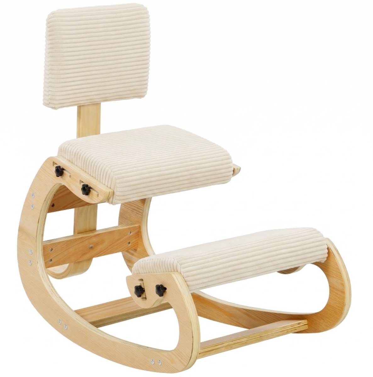 FloraGrace Kniestuhl Met Rugleuning 98 Cm - Ergonomische Houding Voor Bureau En Meditatie - Cordstof - Cream White