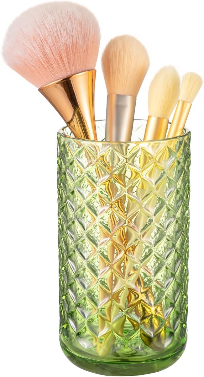 DASITON Glass Makeup Brush Holder, Bathroom Toothbrush Holders, Desk Pen Pencil Holder, Makeup Brush Cup - ShopVlot