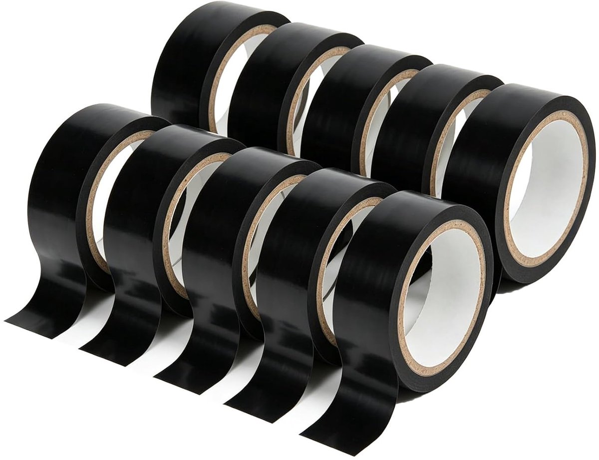 Isolatietape, elektrische isolatietape, 10 rollen, hittebestendig plakband, 18 mm x 20 m, voor bedrading, reparaties - ShopVlot