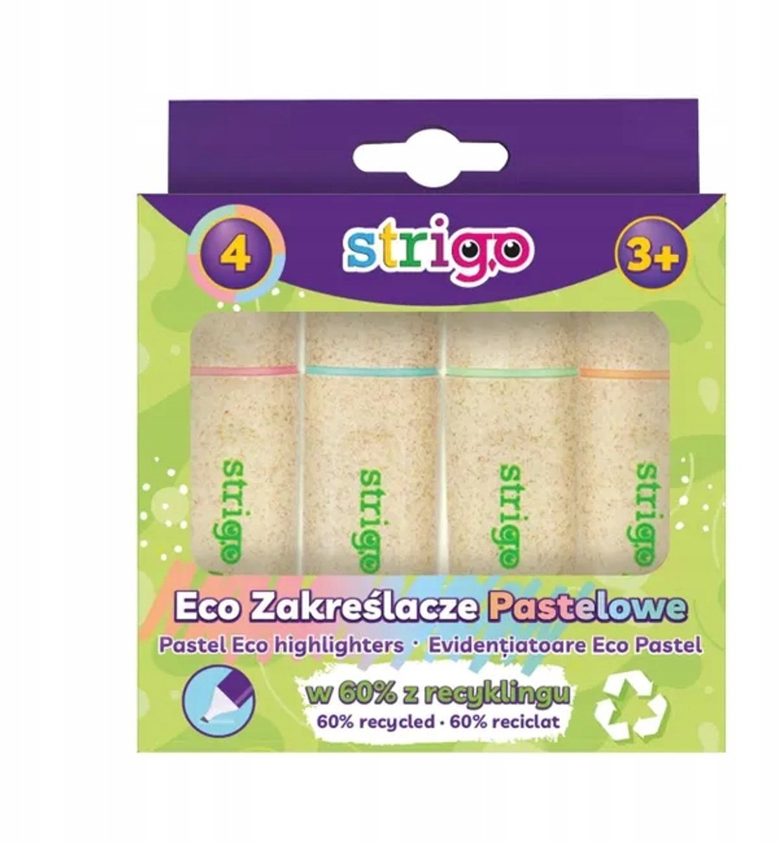 Strigo Hi-Text Neon ECO Markeringen Mix 4 Stuks