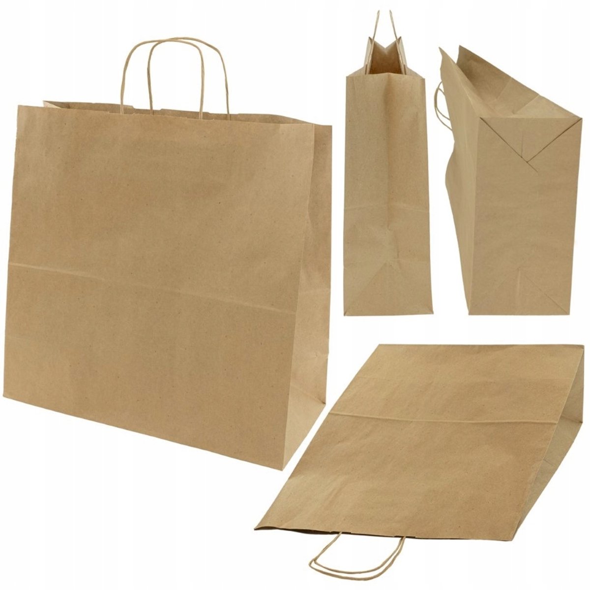 Merkloze Bruine Papieren Draagtassen 40x18x39 cm - 25 stuks