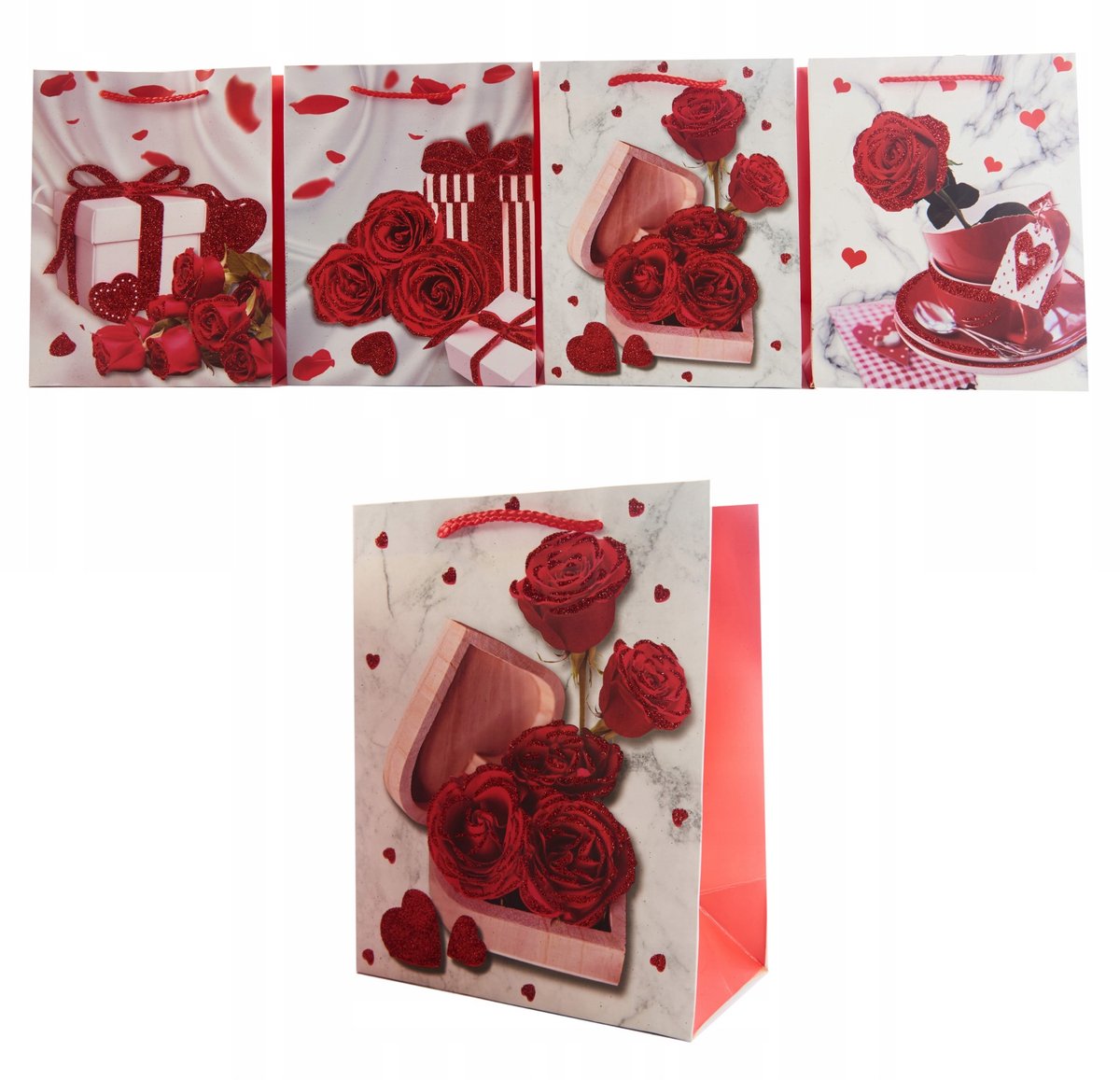 Set van 5 Cadeauzakjes Valentijnsdag - 18x23cm