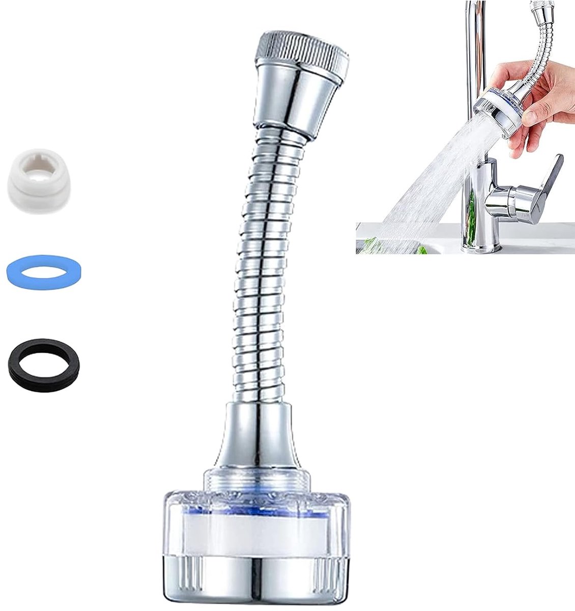 360° Rotatable Bathroom Faucet Filter, Sink Faucet Filter with Extension Tube for Kitchen and Bathroom, Water Purifier - ShopVlot