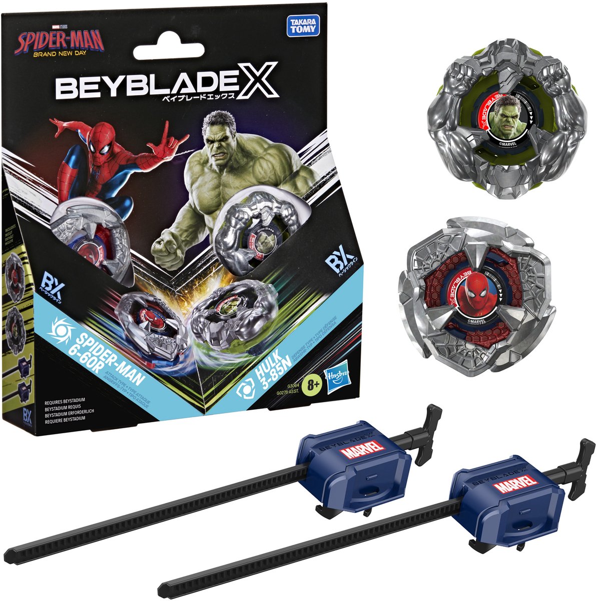 Beyblade X en Marvel-collab Spider-Man 6-60R vs. Hulk 3-85N - Tollen