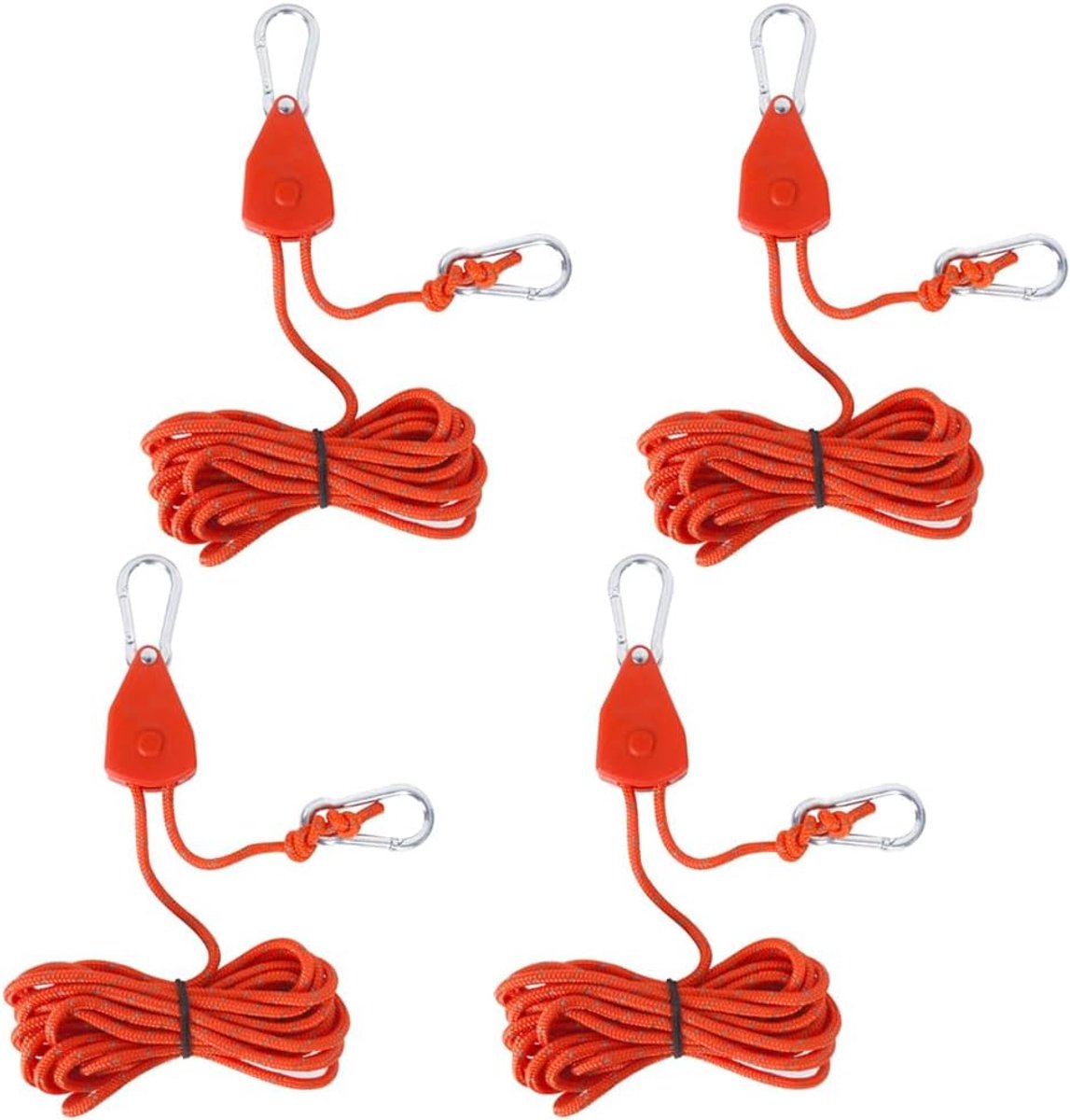 4 Pack Guy Ropes with Cable Tensioner, 4 m Reflective Guy Ropes, Lightweight Guy Rope, Tent Cord, Adjustable Cable - ShopVlot