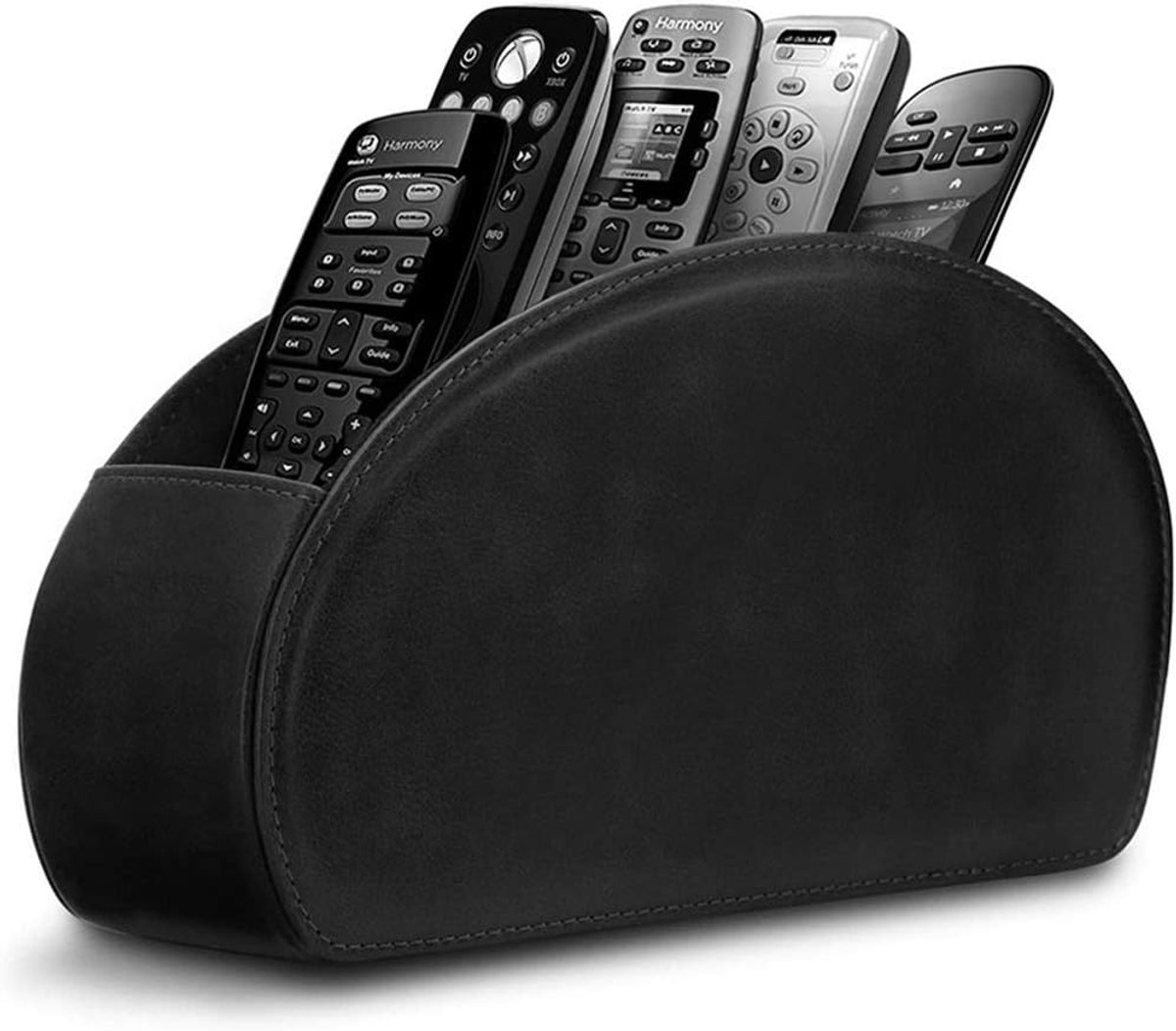 Tolvia Afstandsbediening Houder - Afstandsbediening Organizer met 5 Vakken - PU Leren Remote Control Holder - Zwart
