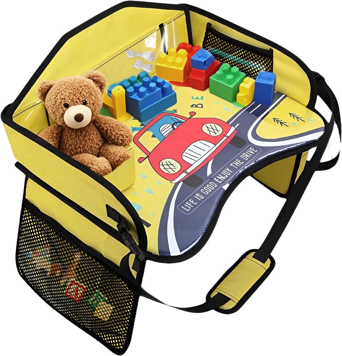 Travel tables for kids in the car, foldable car trays for kids with erasable surfaces and large storage space for - ShopVlot