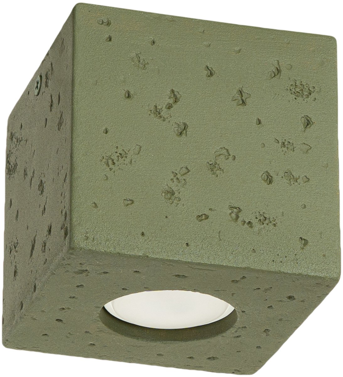 Sollux Lighting Plafondlamp Quad - GU10 - olijfgroen - concreet - 10x10x10cm
