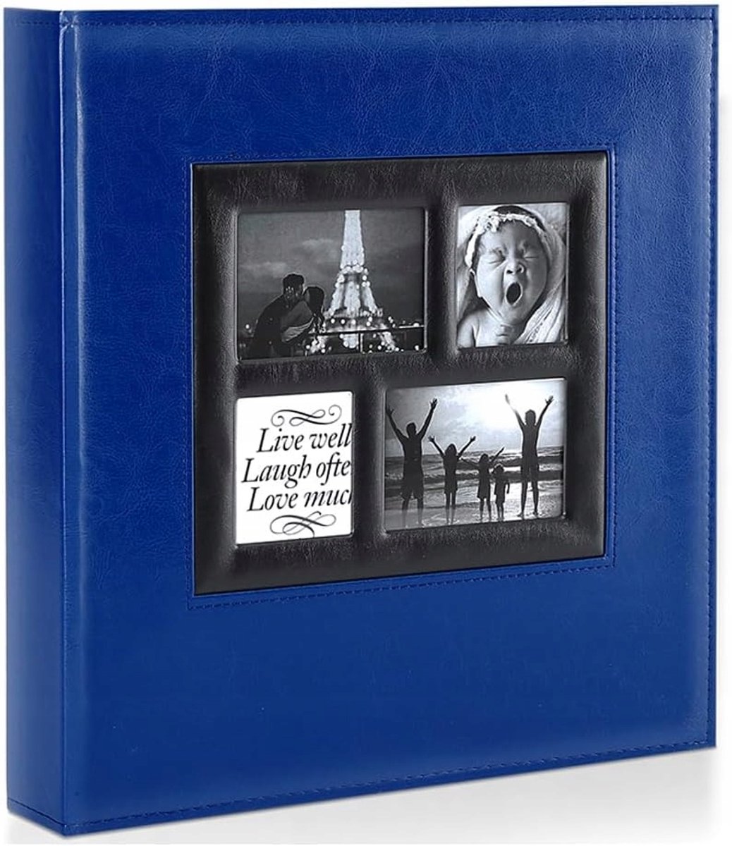 Blauw Leren Fotoalbum - 500 Foto's 10x15cm
