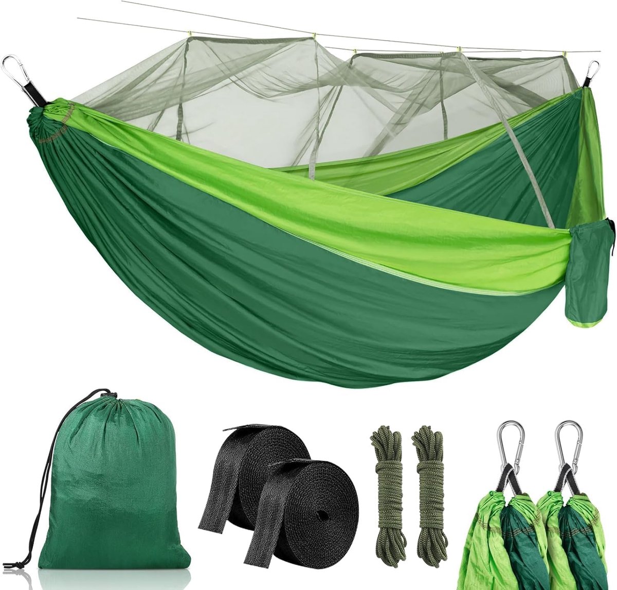 DEPAR Hangmat met muggennet, 260 x 140 cm, 300 kg draagkracht, ultralicht en duurzaam, dubbel parachutenylon, hangmat - ShopVlot