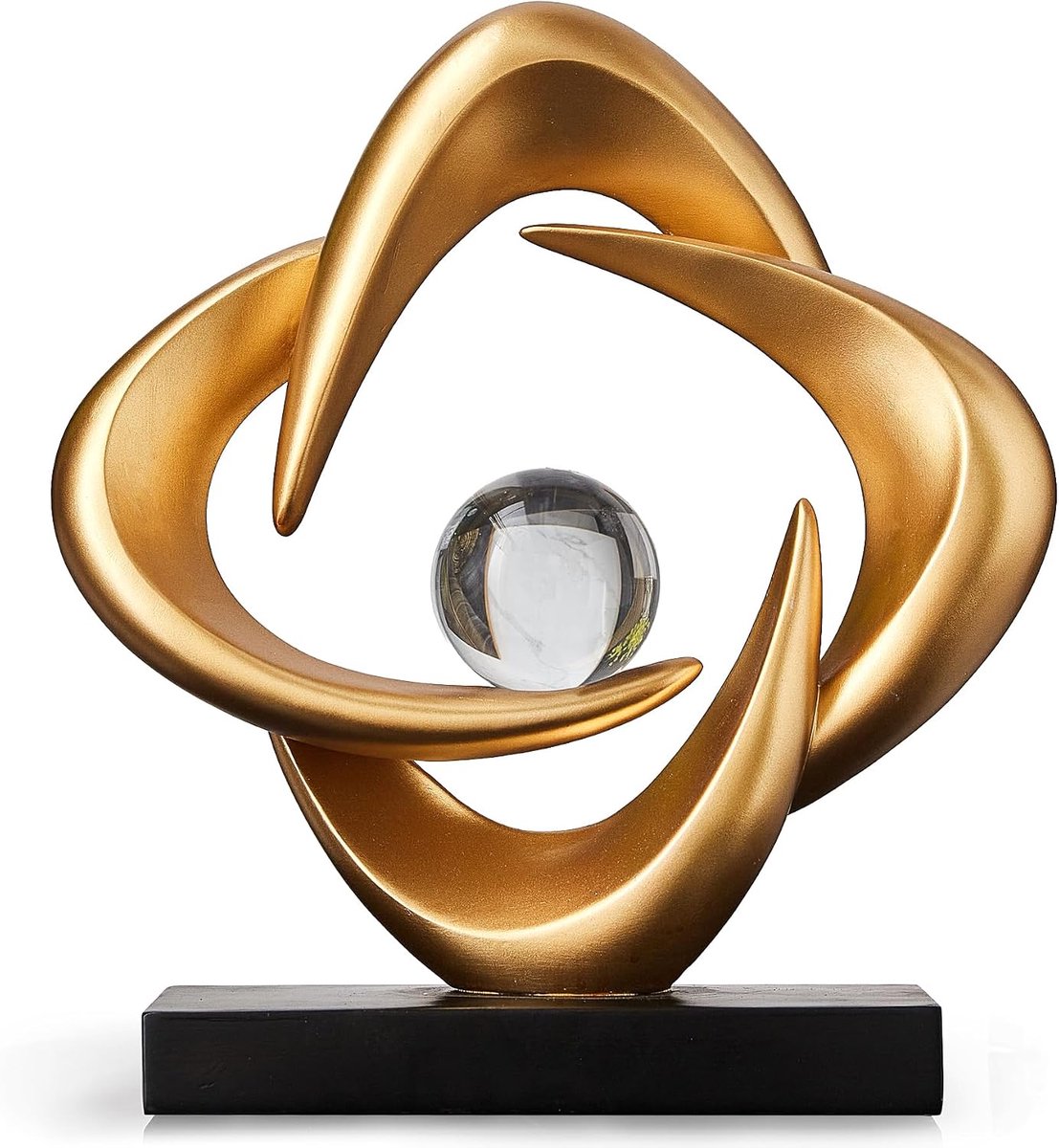 Abstract Art Sculpture, Resin Gold Decorative Statue, Modern White Ornaments for Living Room, Decorvas Modernias for - ShopVlot
