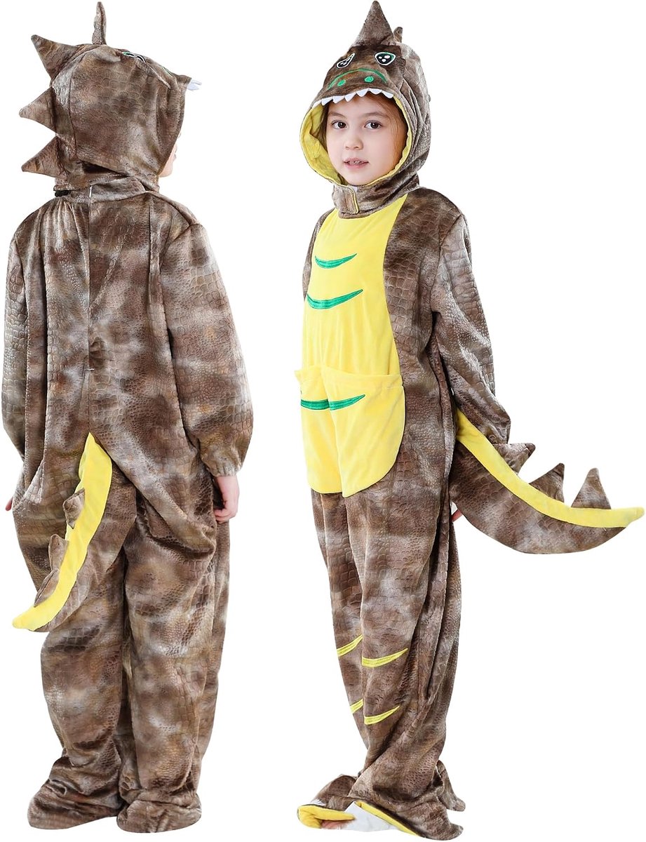 Kids Cartoon Animal Suit with Zipper and Hood Festive Suit with Pocket for Boys and Girls Carnival Party Outfit for - ShopVlot