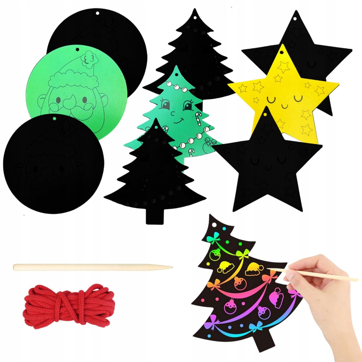 Kerst Kraskaarten Hangende Decoraties DIY - 9 stuks