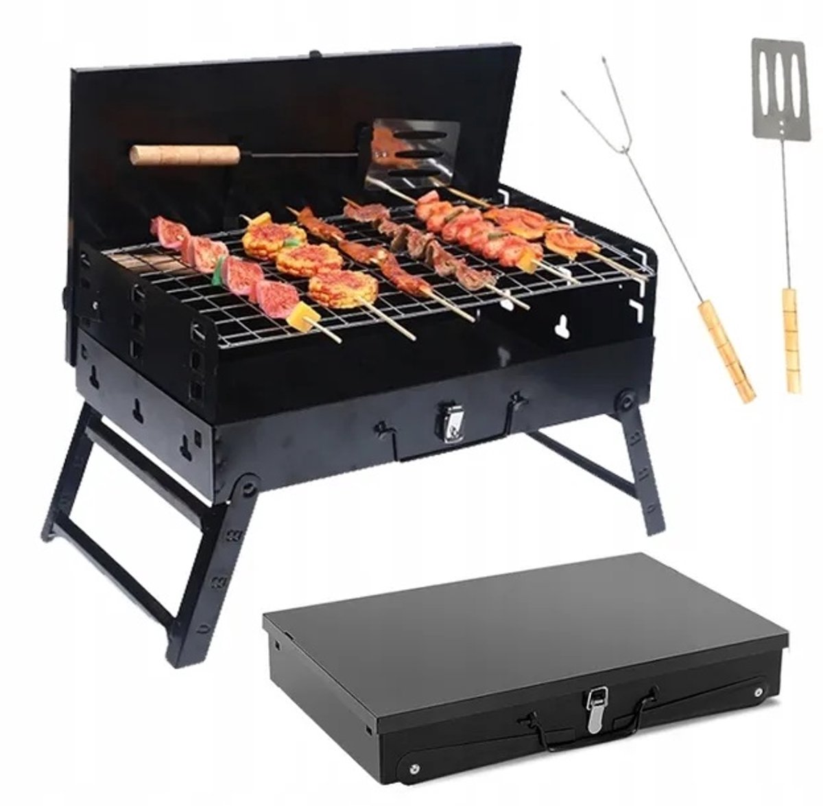 Draagbare Koolgrill in Kofferformaat - Ideaal voor Tuin & Reizen