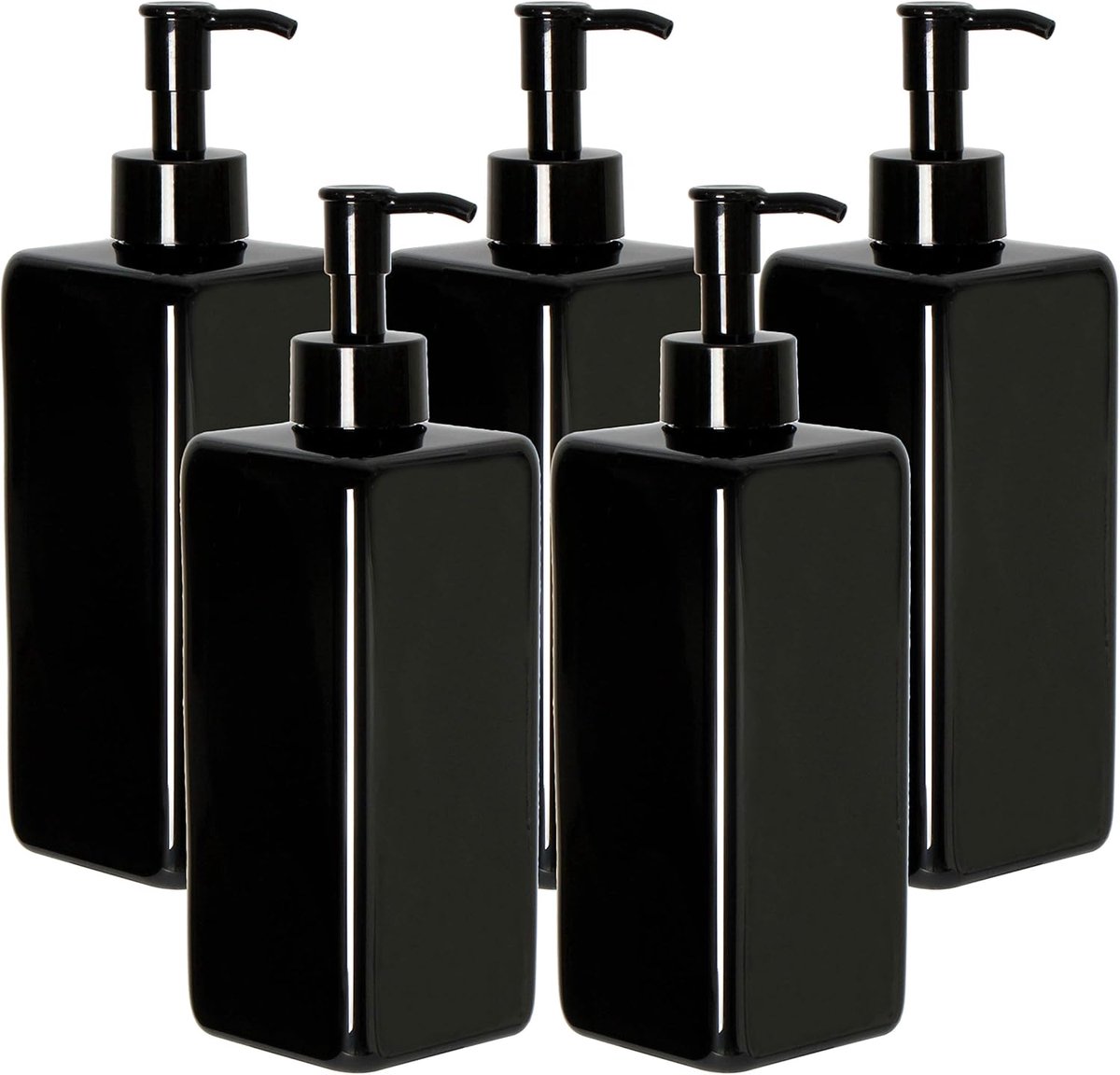Youngever 5pcs 500ml Plastic Pump Bottles, Refillable Square Plastic Pump Bottles for Dispensing Lotions, Shampoos and - ShopVlot