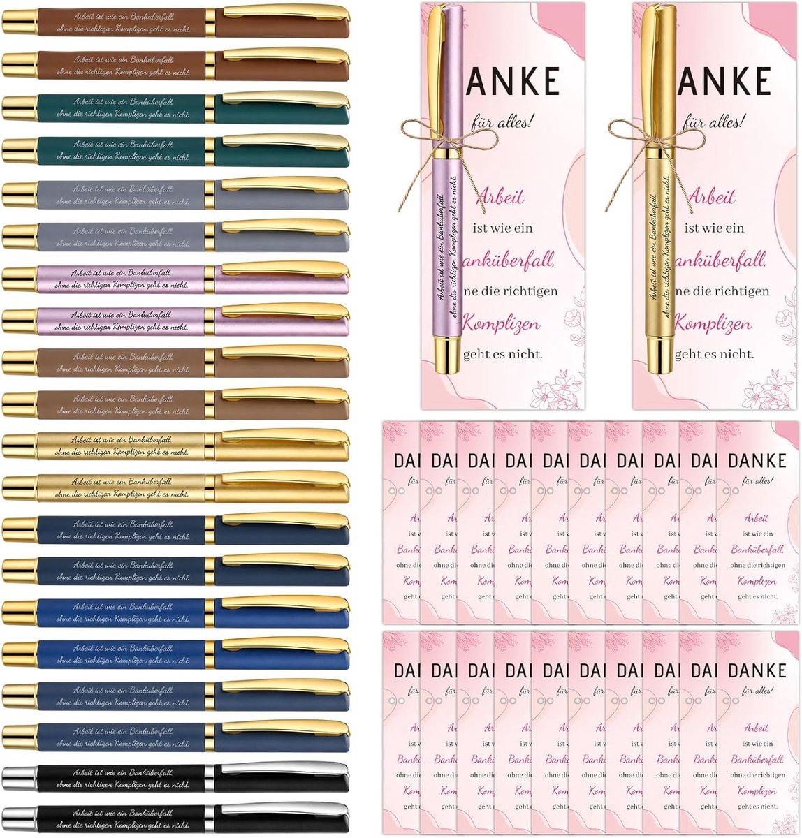 20 sets kleine afscheidscadeau collega's, 20 balpennen met gravure - ShopVlot