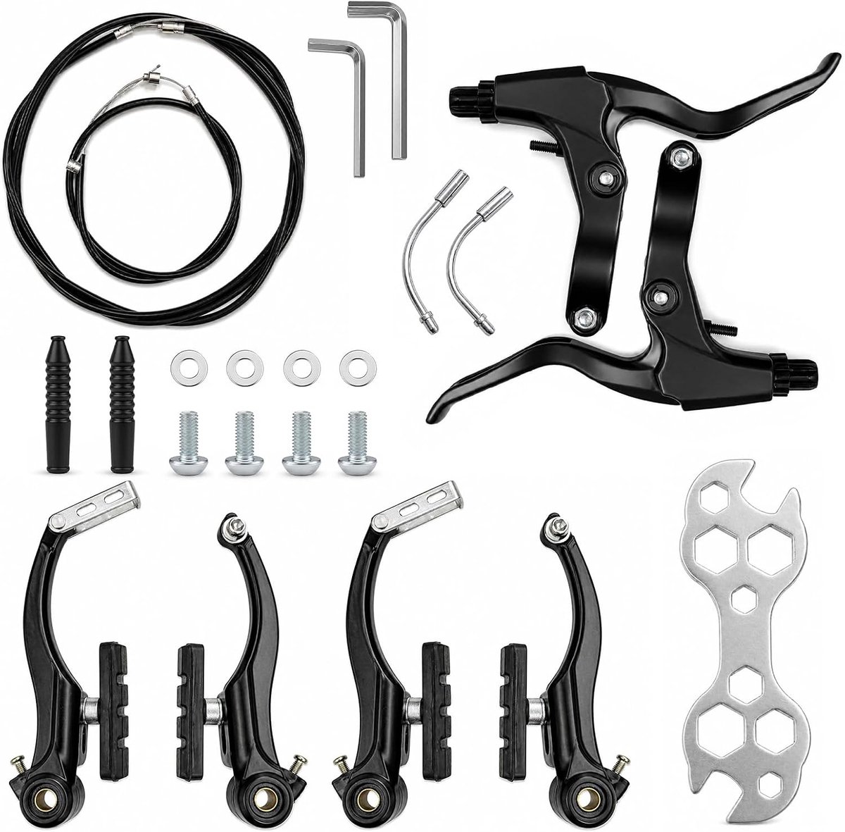 kaiyaya Fietsremset, zwart, universele aluminium fietsrem, V-remmen, fiets, remkabels en remhendelset voor - ShopVlot