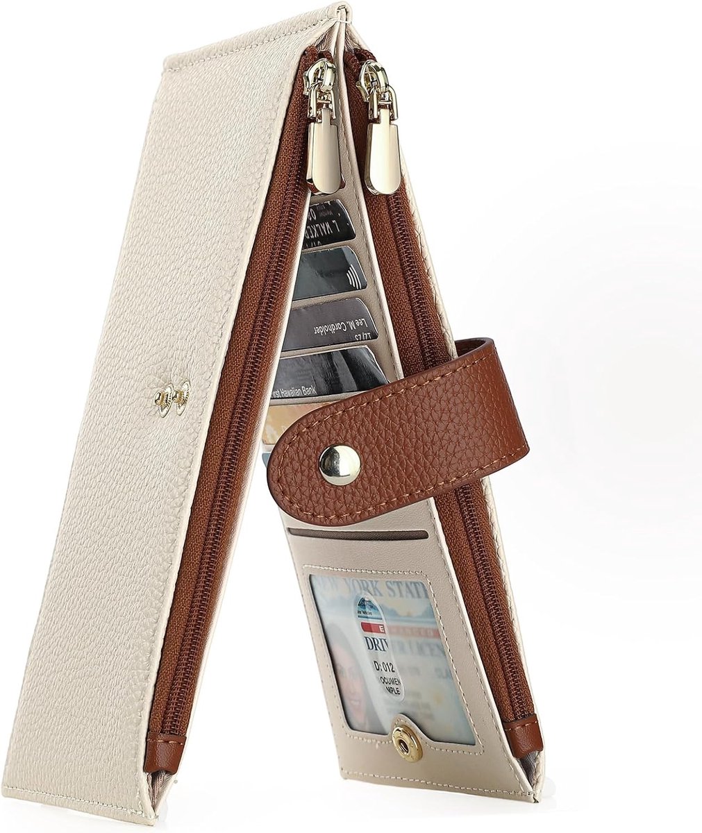 GOIACII Wallets for Women RFID Blocking Large Bifold Travel Credit Card Holder Wallets for Ladies, B01 Beige - ShopVlot