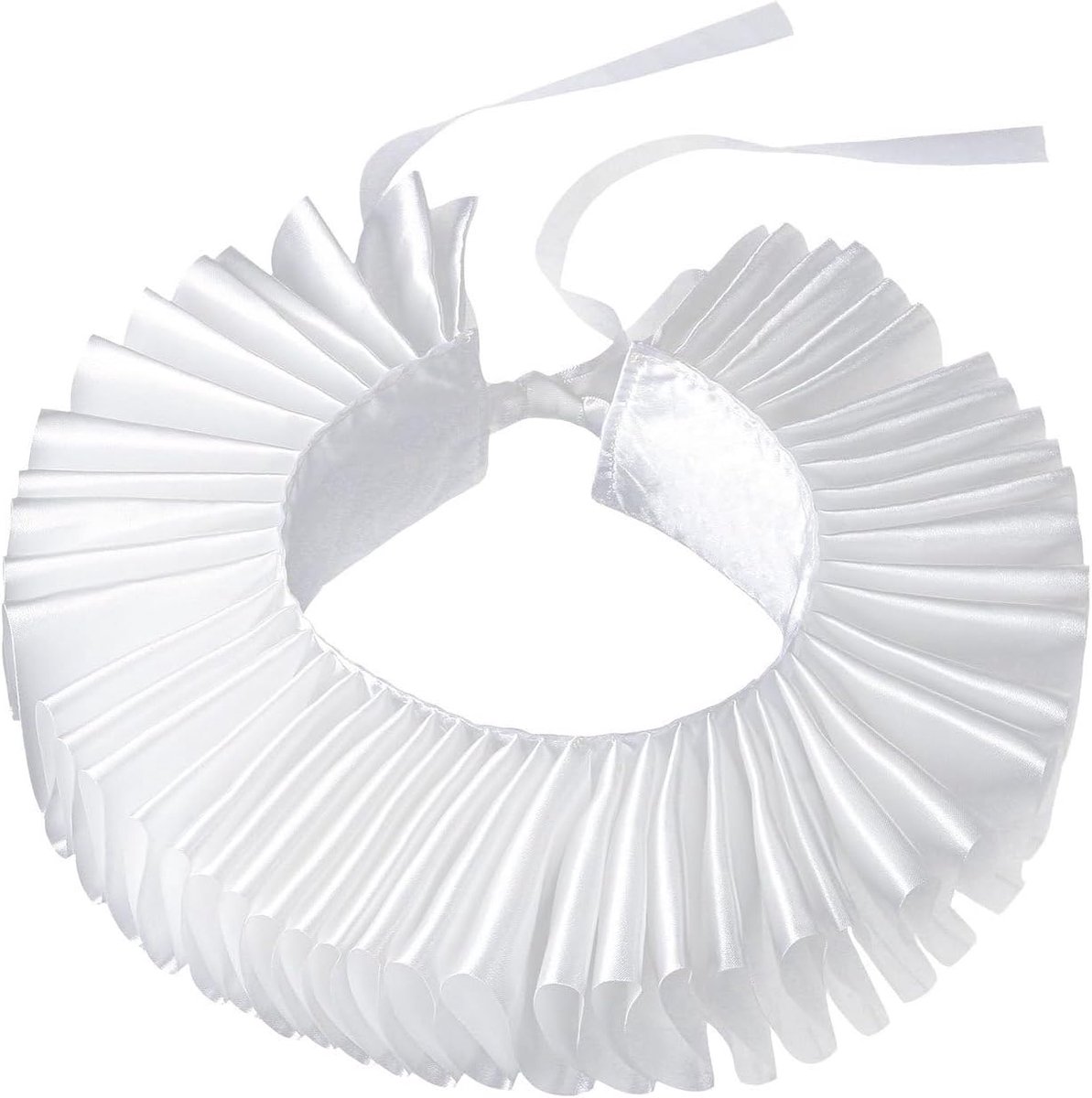 Cupimatch White Victorian Ruffle Necklace for Women: Adjustable Satin Ruffle Collar Removable Clown Collar for - ShopVlot