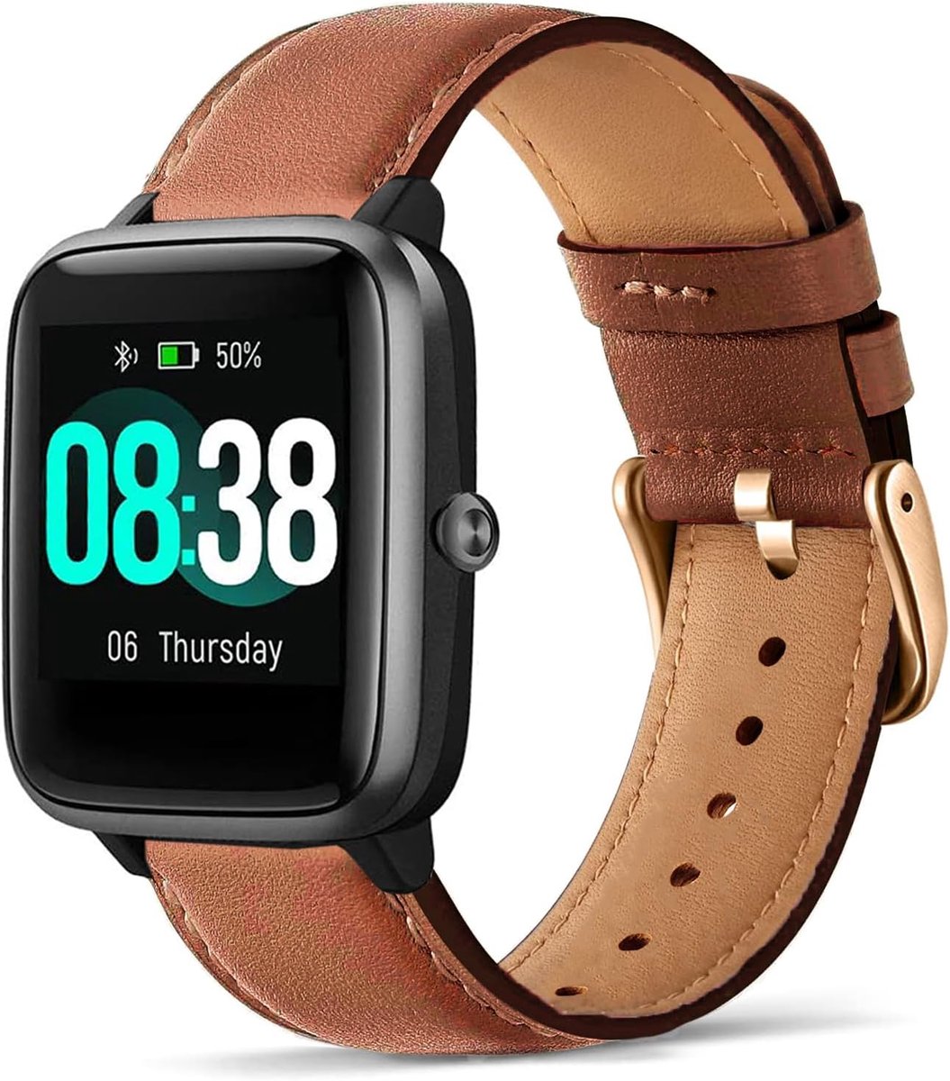 Genuine Leather Strap Compatible ID205L, 19mm Strap for GRV FC1, IDW15, ID205L, ID205U, ID205S, ID205G, ID215G, ID216 - ShopVlot