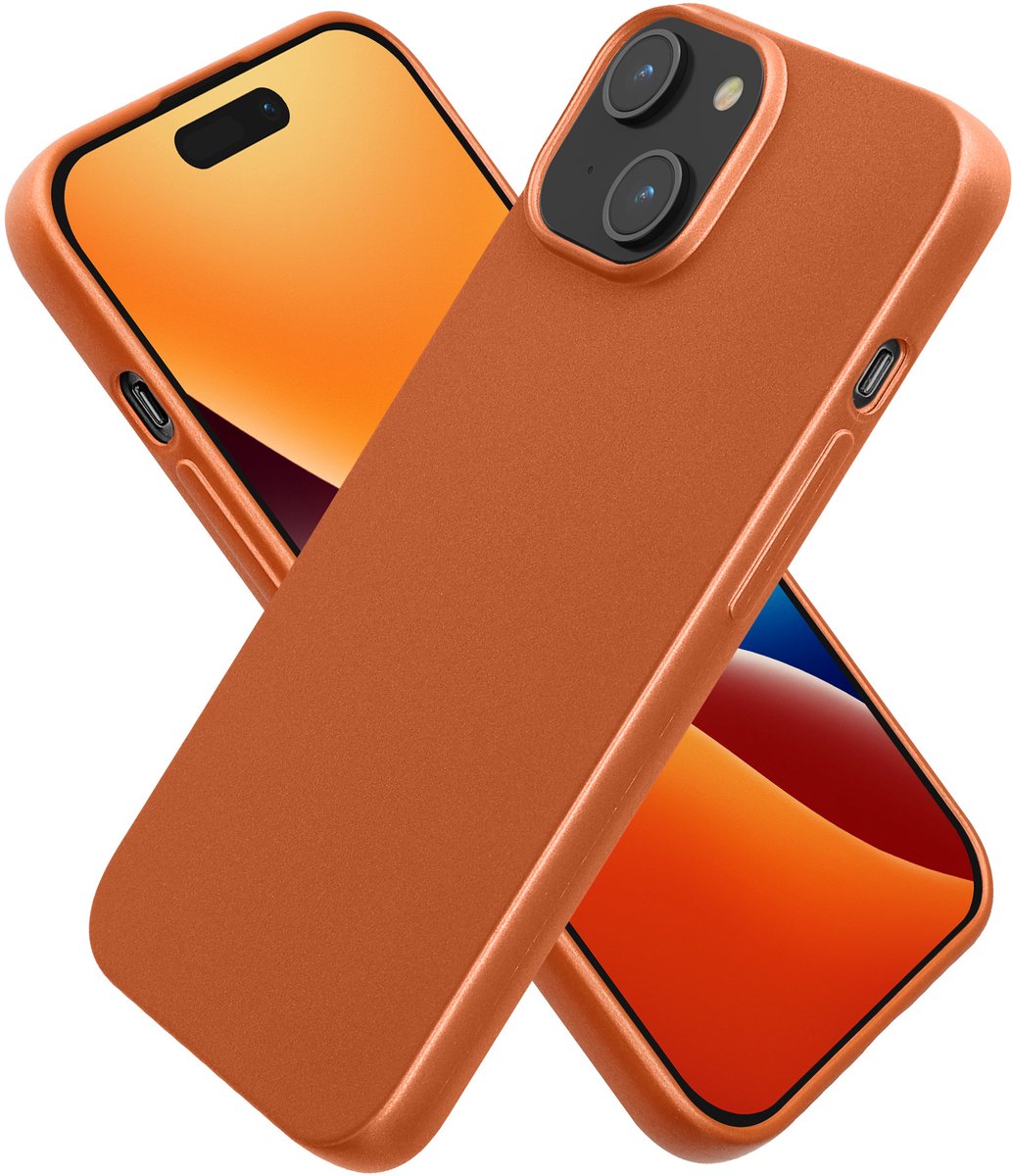 kwmobile telefoonhoesje geschikt voor Apple iPhone 15 - Hoesje voor smartphone - Back cover in metallic oranje