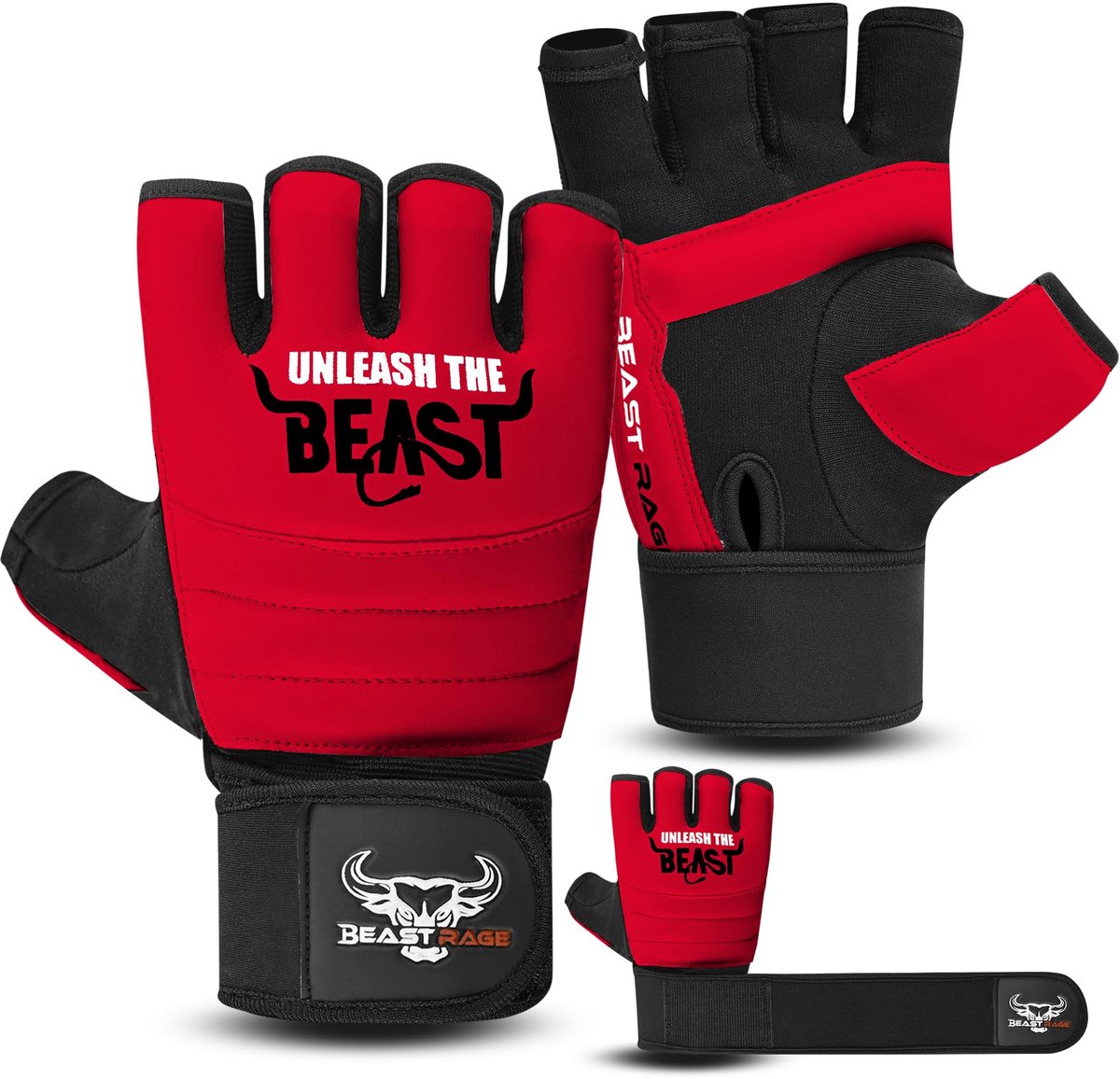 BEAST RAGE MMA Bokshandschoenen Karate Mitts Handschoenen voor mannen en vrouwen, Punch Bag Taekwondo Half Finger - ShopVlot
