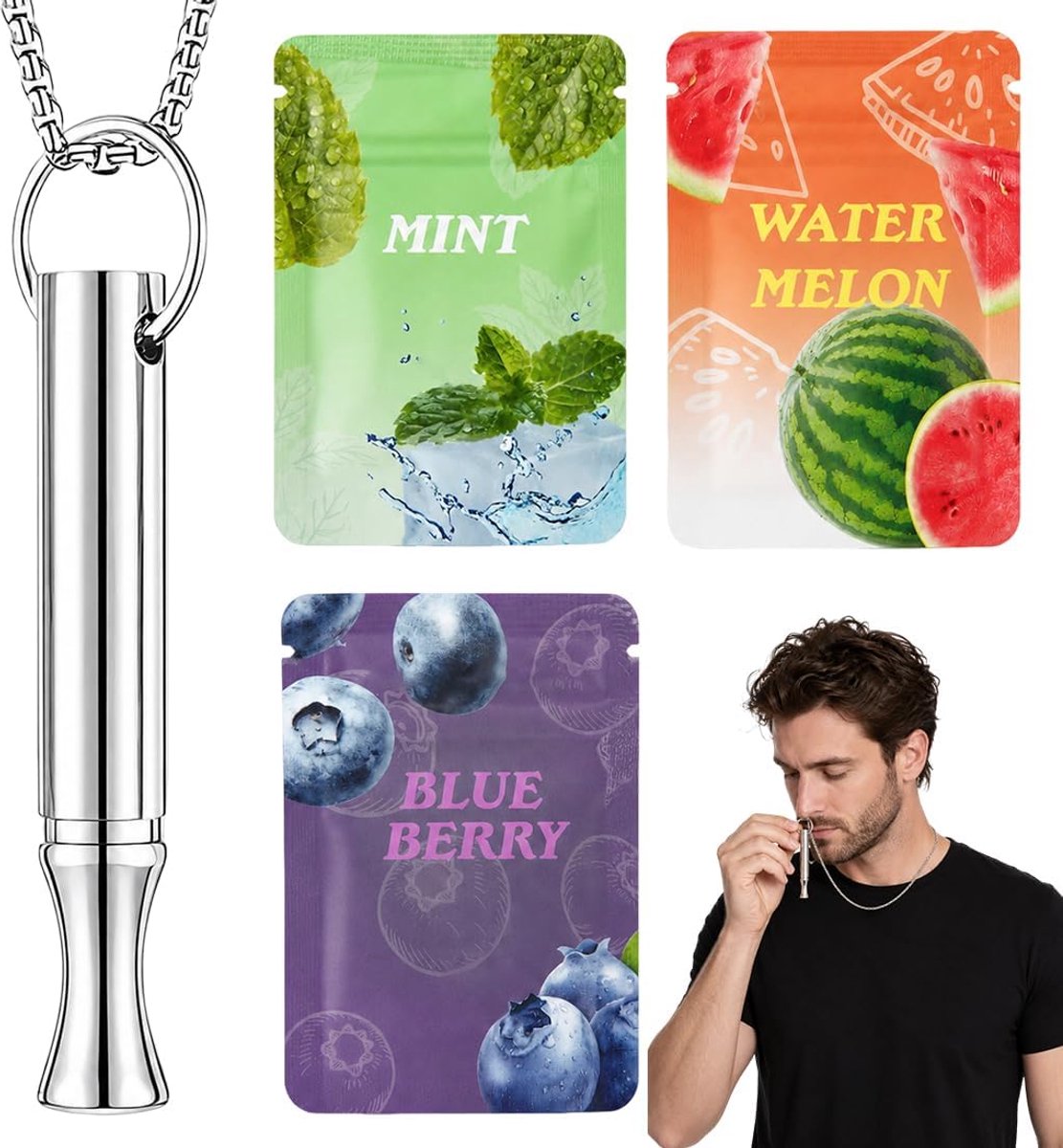1 stuk ademhalsband, verstelbare weerstandregeling, vervangbare aromatische kruidenfilters voor stressvermindering - ShopVlot