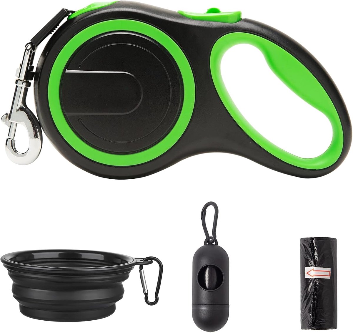 Hondentuigset - Flexibele hondenlijn 8 meter - Voor honden tot 50 kg - Inclusief poepzakjeshouder en reiskom - ShopVlot