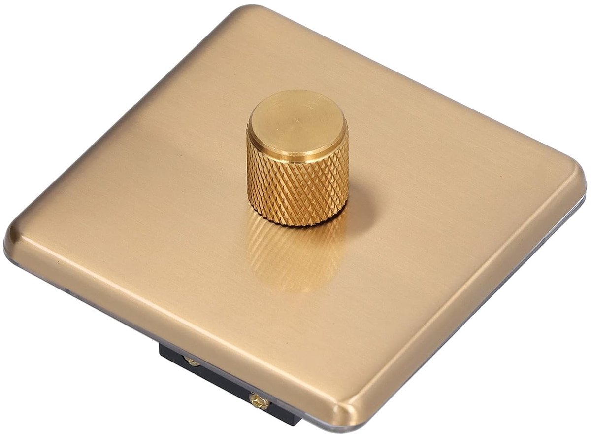Dimmer lichtschakelaar 3.63A 500W - RVS paneel - Koperen knop - Elegant design voor sfeervolle verlichting - ShopVlot