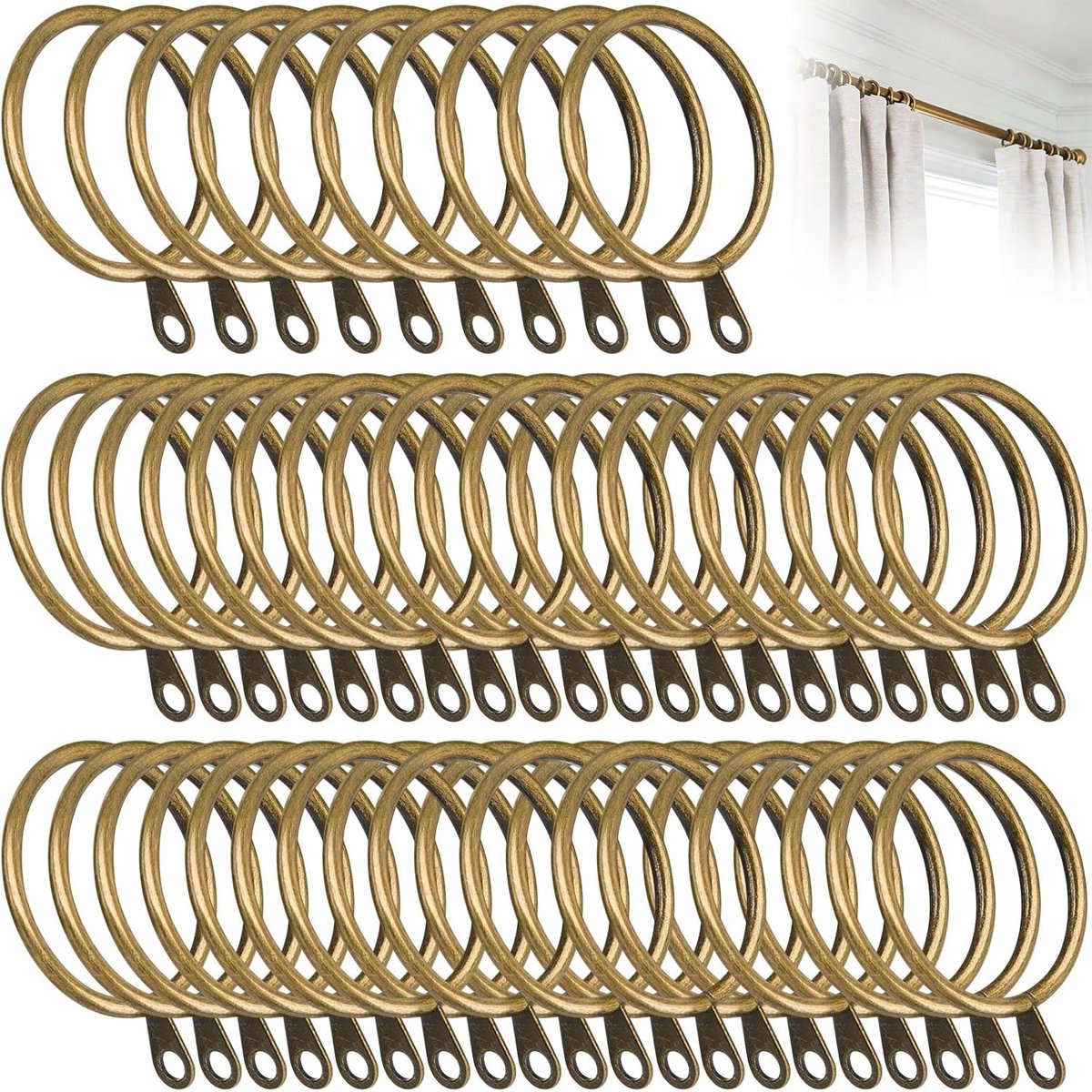 Gordijnringen 38 mm - Messing goud - Sterke binnendiameter - Voor het ophangen van gordijnen - ShopVlot
