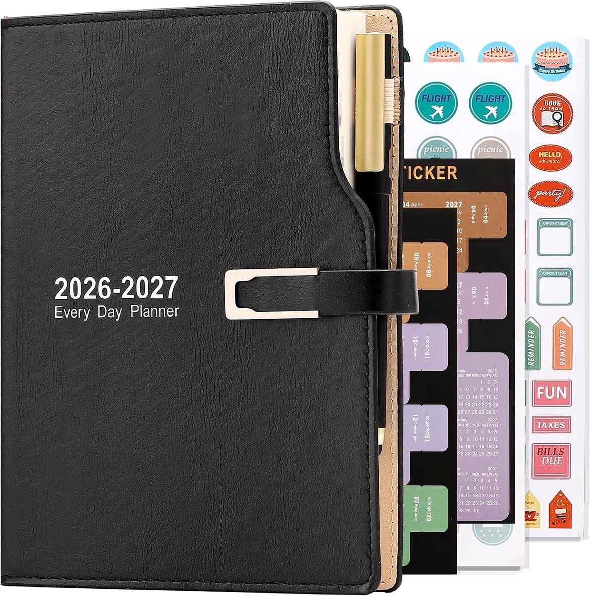 Academisch Dagboek 2026-2027 - Zwart - A5 - Premium Papier - Voor Studenten en Professionals