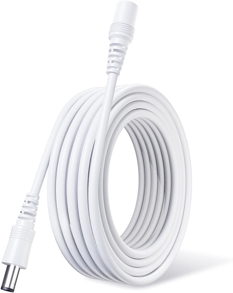 Power Extension Cable, 10 m, 5.5 mm x 2.1 mm, Compatible with Universal 12V DC Power Adapter for IP Security Cameras - ShopVlot