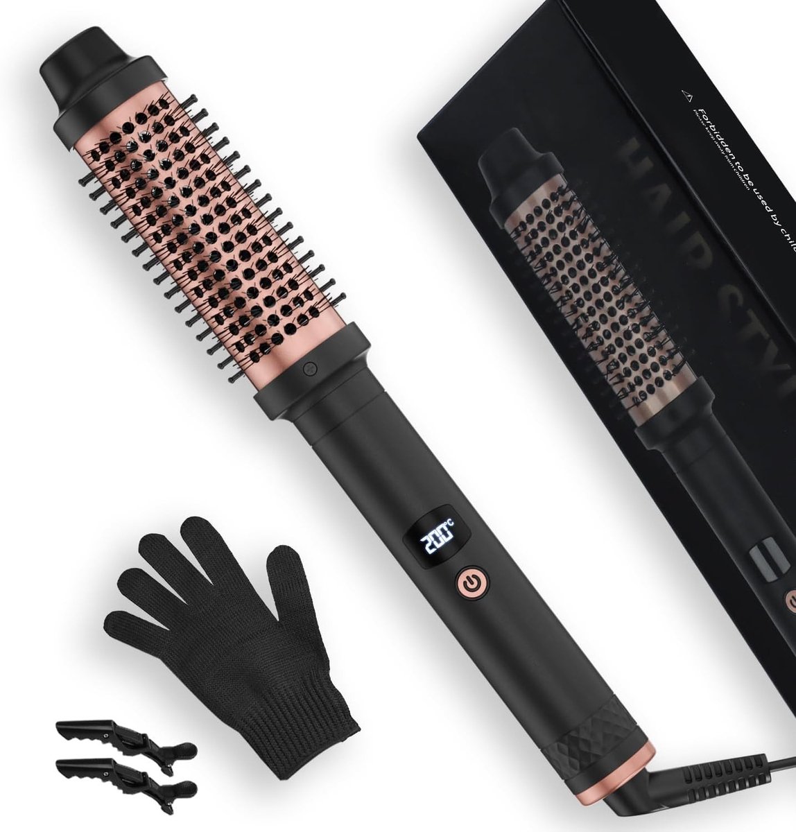 Thermal Brush - Zwart - 38 mm - Warmteborstel met LCD-scherm - Voor Haarstyling en Volume