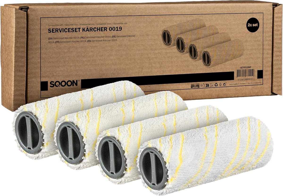 Microfibre Roller Set of 4 Replacement for Kärcher 2.055-006.0, Compatible with Kärcher EWM 2, FC 3, FC 5, FC 7, FC 8 - ShopVlot