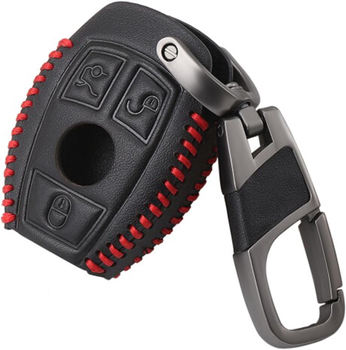 XUKEY Car Key Cover for Mercedes Car Key Cover with Zinc Alloy Pendant Key Cover PU Leather Black Protective Case for - ShopVlot