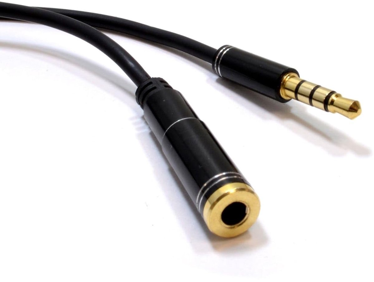 kenable PRO 4-pole TRRS metal 0.3 cm jack headphone/headset extension cable 0.5 m [0.5 m/0.5 m] - ShopVlot