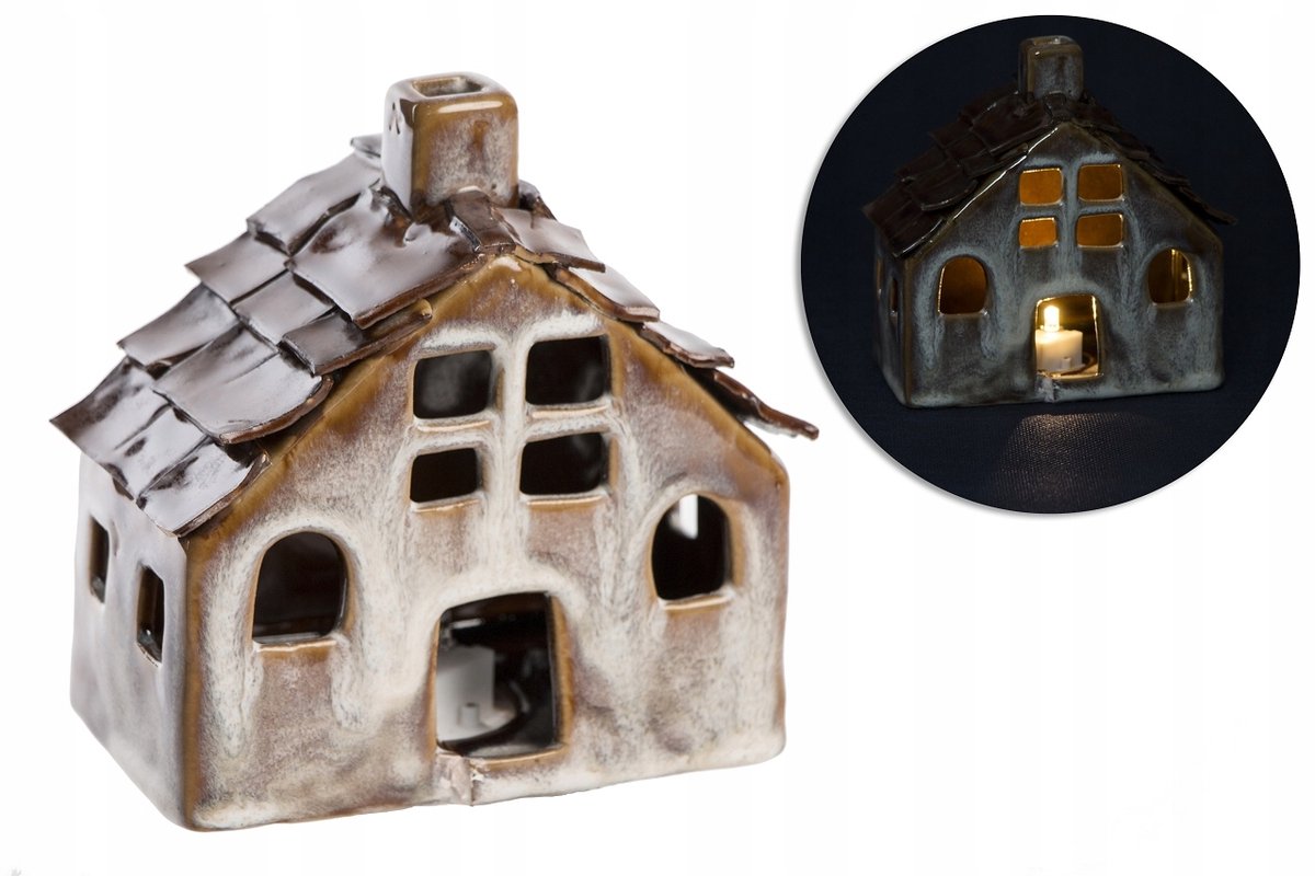 Decoratieve Keramische LED Woonhuis Beige 13 cm