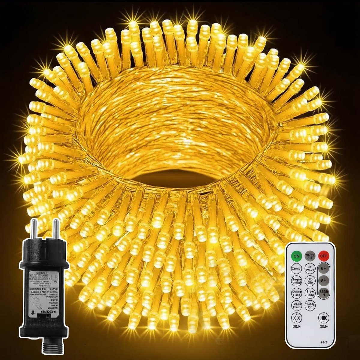 Sfeerverlichting buiten 30 m - 300 LED warm wit - afstandsbediening en timer - ideaal voor feestelijke decoratie - ShopVlot