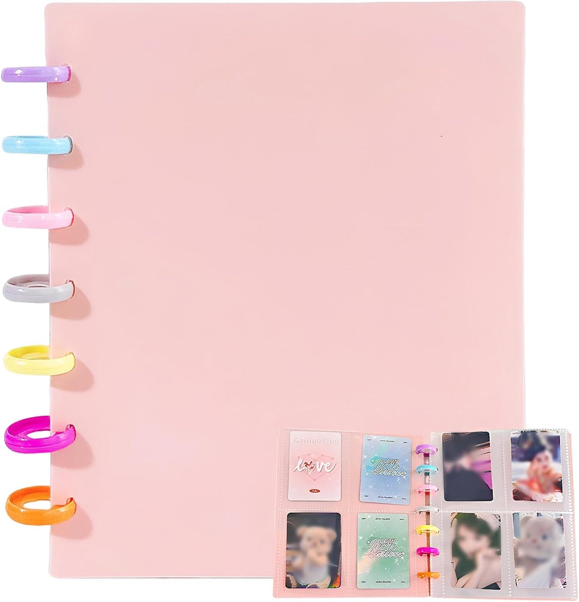 Kpop binder fotokaartenalbum - roze 7,6 cm - 120 vakken - mini-map met pvc-hoes - ShopVlot