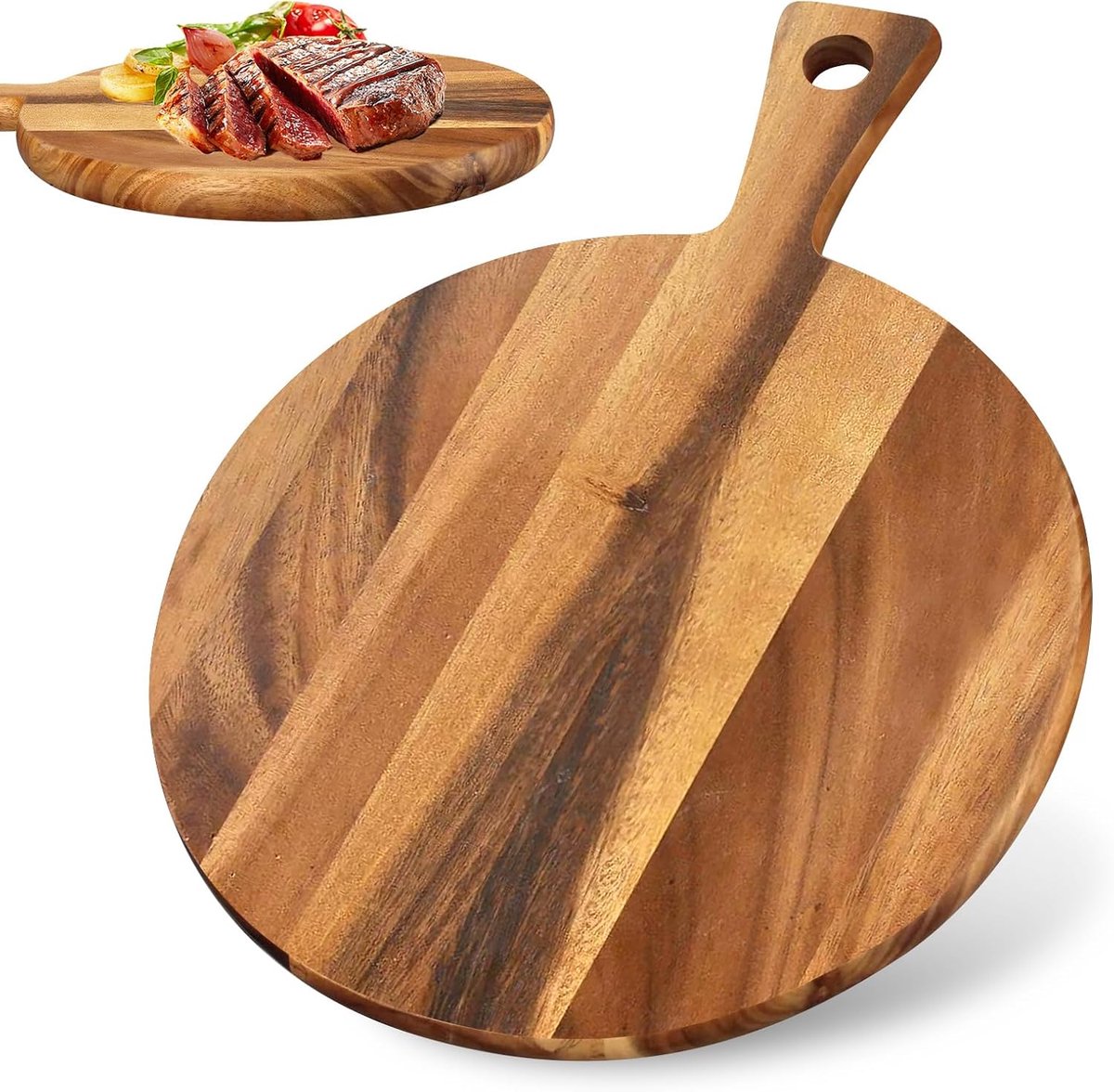 Pizza plaat 30 cm - houten snijplank - met handvat - ideaal voor zelfgemaakte pizza's - ShopVlot