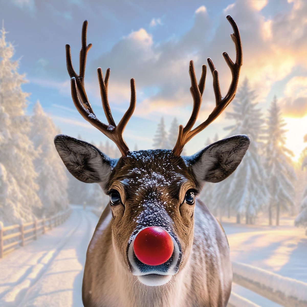 Raamdecoratie Rudolph met rode neus - statische hechtfilm - herbruikbaar - voor kerstversiering - ShopVlot
