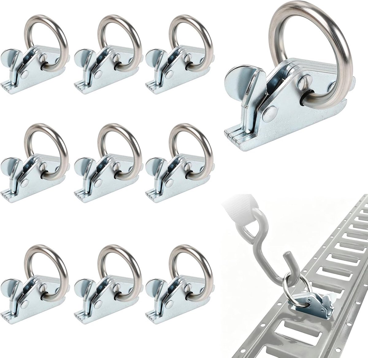 Combi lashing ogen set van 10 - 61 mm staal - sterke bevestigingspunten - ideaal voor vrachtbeveiliging - ShopVlot