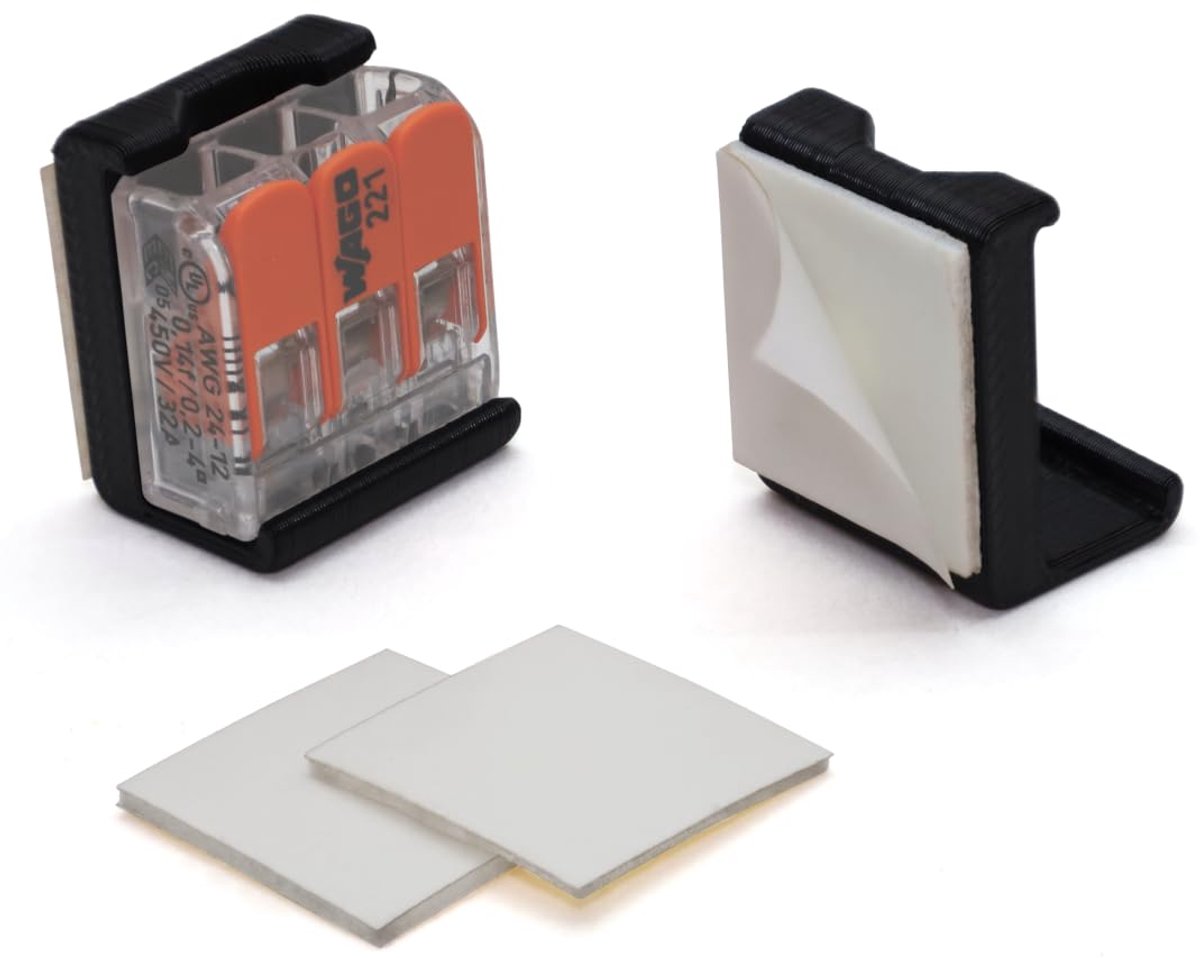 Holder voor montage WAGO 221 klemmen - 16 stuks - flexible pad - eenvoudig te bevestigen - ShopVlot