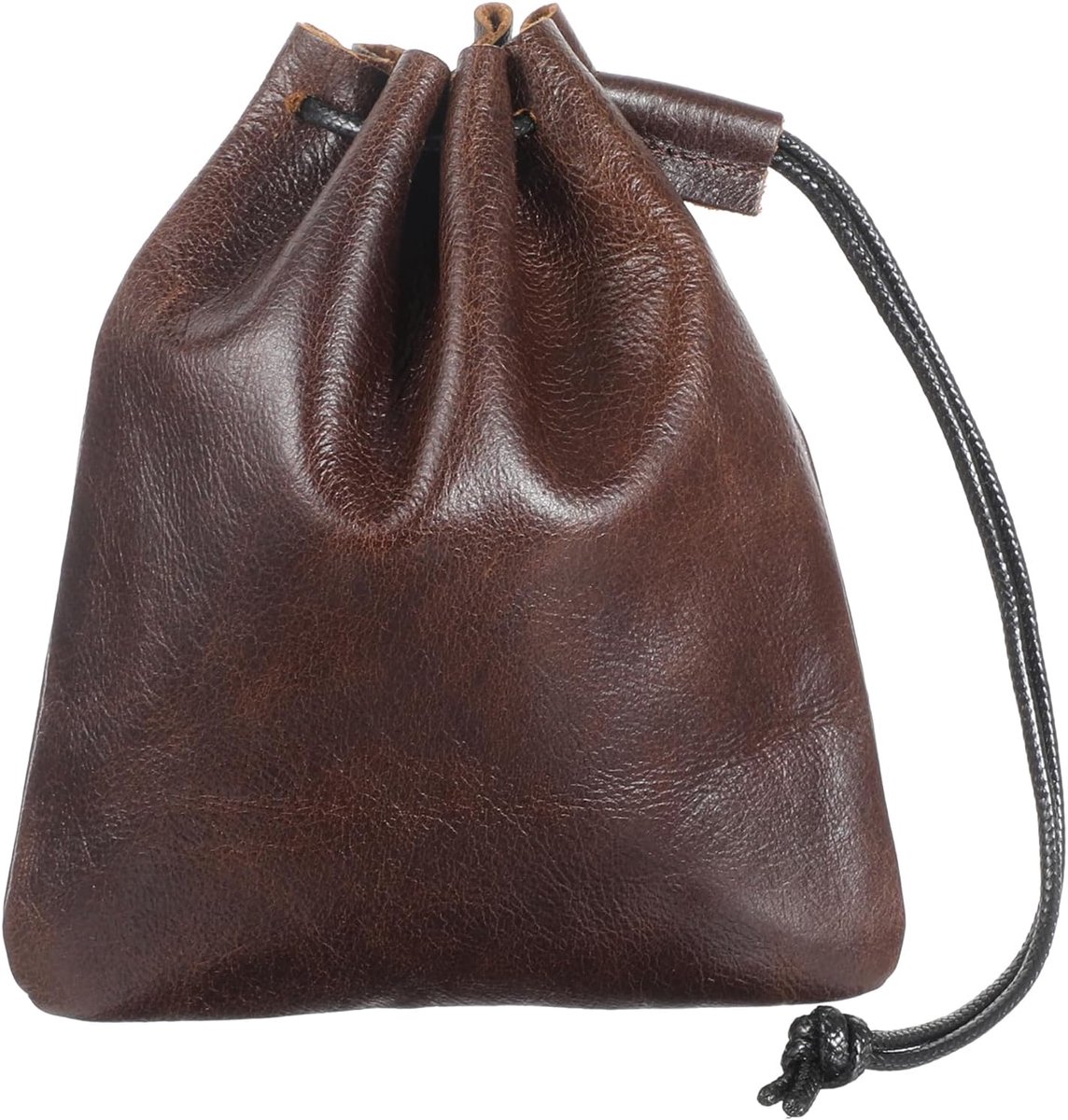 Opbergzak leer - Retro koeienhuid met trekkoord - Perfect voor sieraden en oordopjes - ShopVlot