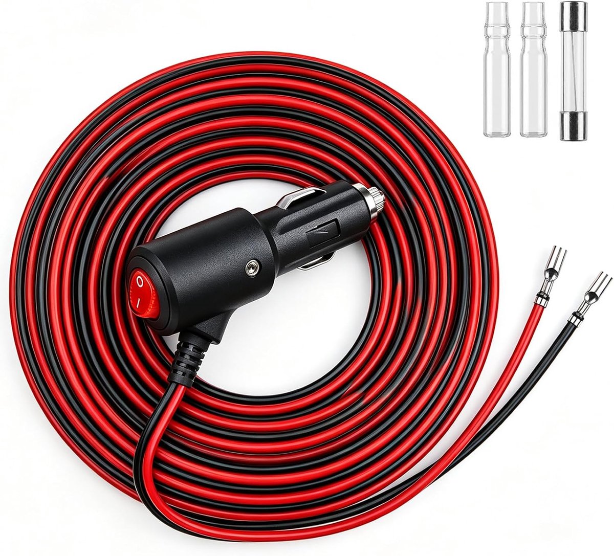 Sigarettenaanstekerstekker met schakelaar - 2 m - 12 V/24 V - led-indicator - ideaal voor auto en camper - ShopVlot