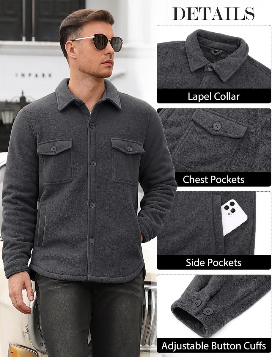 Herenjassen winter sherpa fleece - flanellen stof - casual met zakken - comfortabel voor dagelijks gebruik - ShopVlot