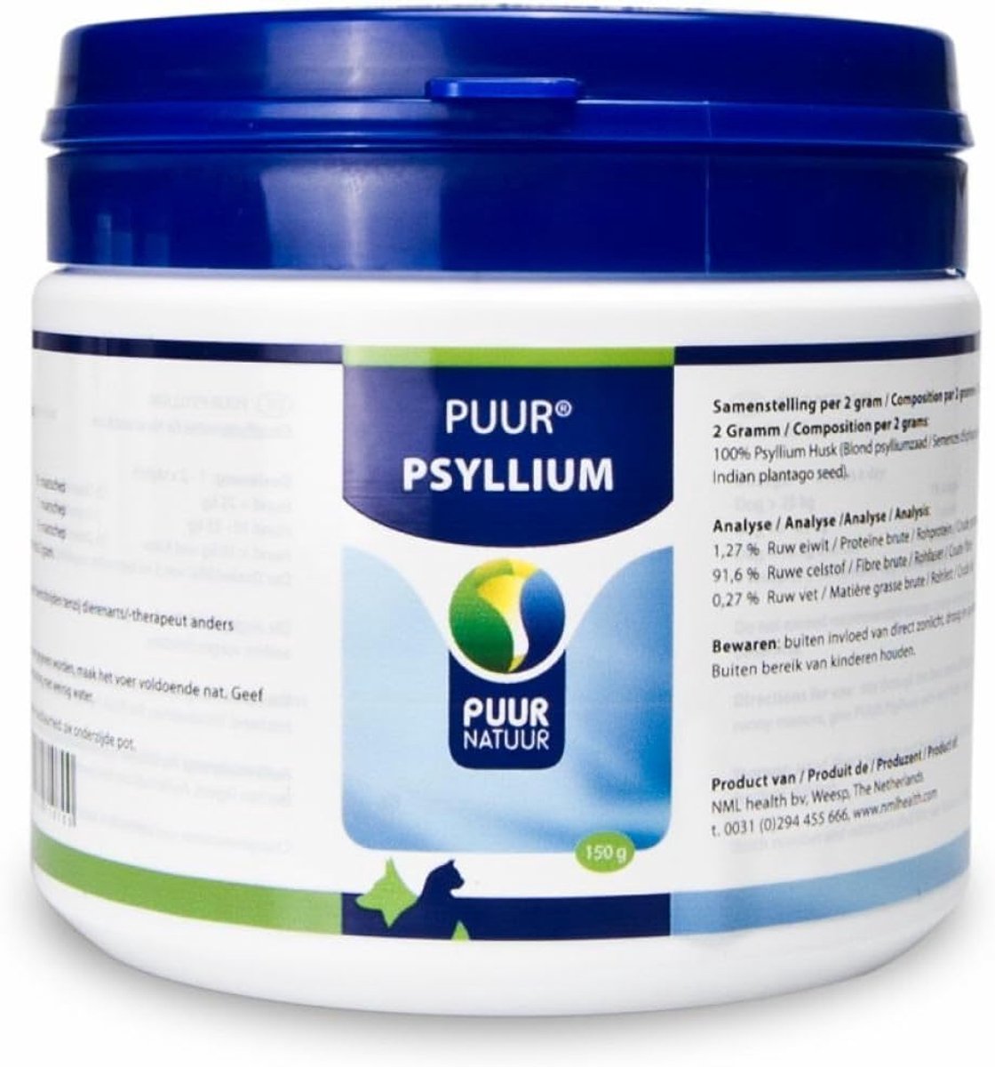 Psyllium honden en katten 150 GR - puur natuur - vezelrijk - ondersteunt spijsvertering - ShopVlot
