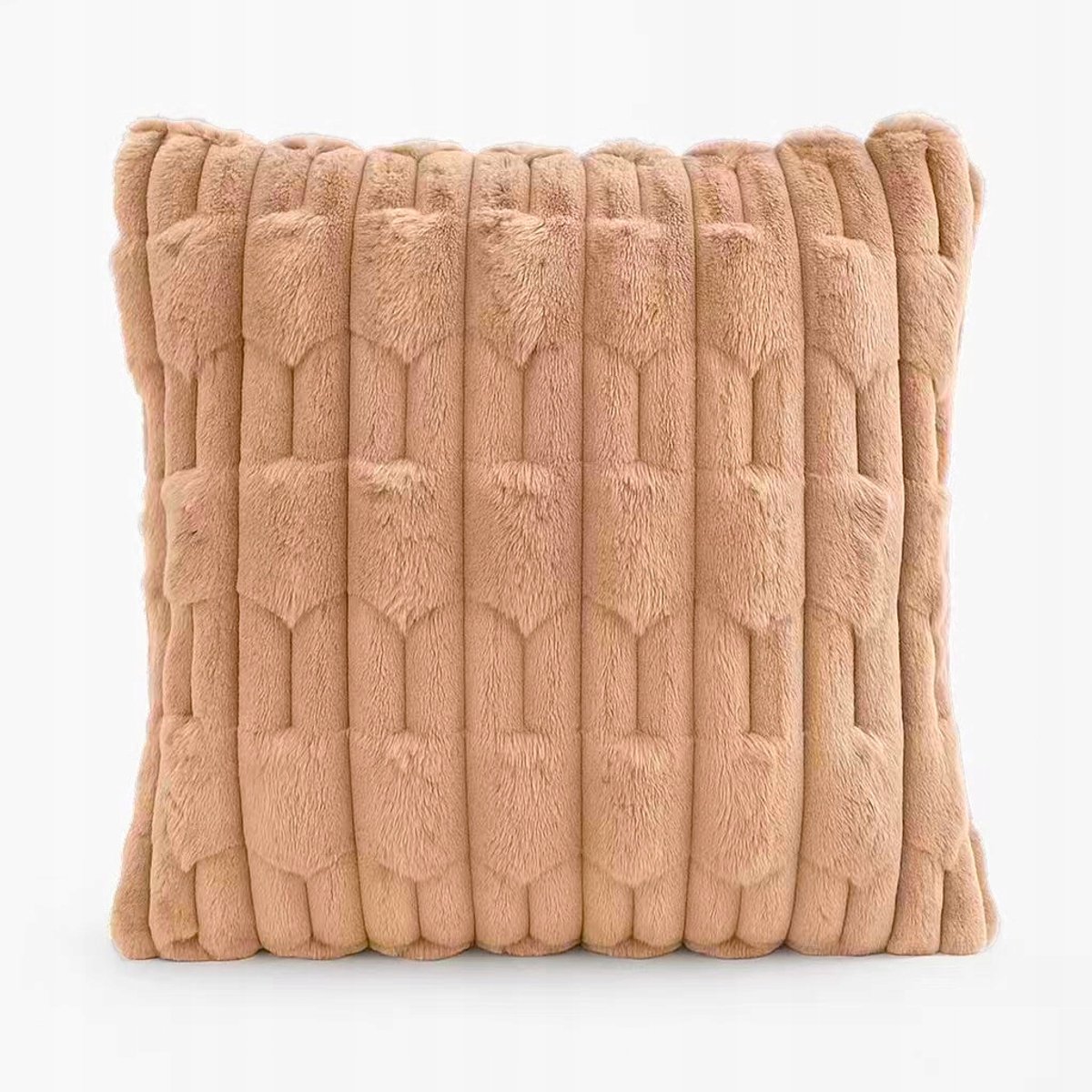 Boho Pluche Kussenhoes 40x40 cm - Beige Decoratief